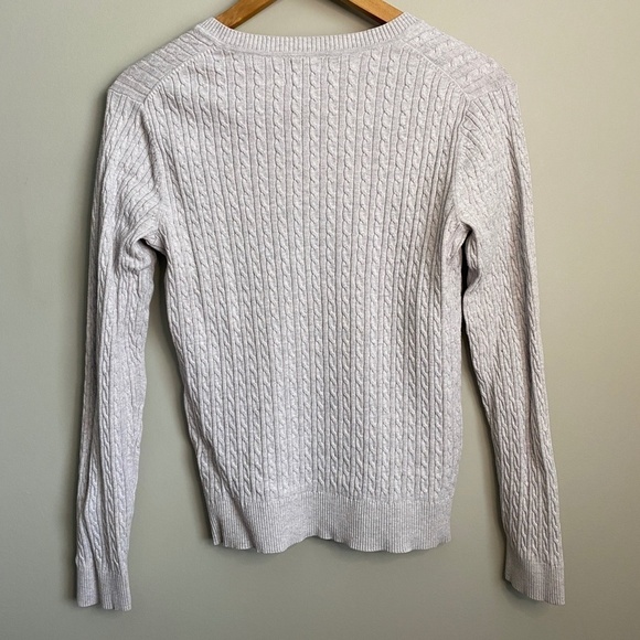 Tommy Hilfiger Women's Light Gray Cable Knit Long Sleeve Sweater Size Large - Picture 4 of 11